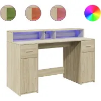 vidaXL Bureau met LED-verlichting 140x55x91 cm hout sonoma eikenkleur
