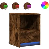 vidaXL nachtkastje met LED-verlichting bewerkt hout gerookt eikenkleur
