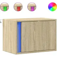 vidaXL Nachtkastje met LED's wandgemonteerd sonoma eikenkleurig