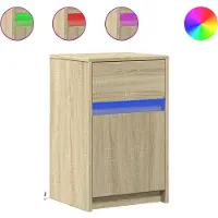 vidaXL Nachtkastje met LED-verlichting bewerkt hout sonoma eikenkleur