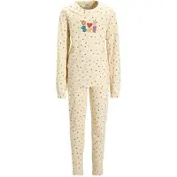 NOUS Kids pyjama beige/paars/oranje Meisjes Katoen Ronde hals Stip - maat 98/104