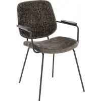 Goossens Eetkamerstoel Hjalmar groen stof met armleuning, modern design