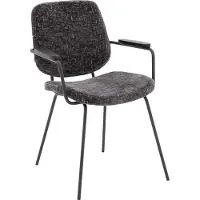 Goossens Eetkamerstoel Hjalmar antraciet stof met armleuning, modern design