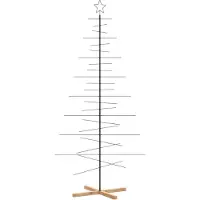vidaXL Kerstdecoratie kerstboom met houten basis 210 cm metaal zwart