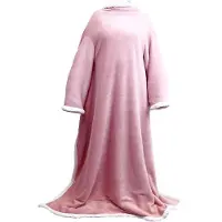 Unique living plaid lars met mouwen old pink -140x180cm