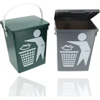 Discountershop Prullenbak met deksel & handgreep | set van 2 - aanrecht afvalbakken - 4.5 liter elk | mini prullenbak voor keuken, huishouden & kantoor | 14x19x23cm | groen & grijs