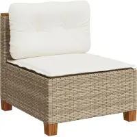vidaXL Tuinbank zonder armleuning met kussens poly rattan beige