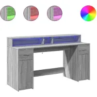 vidaXL Bureau met LED-verlichting 160x55x91 cm hout grijs sonoma eiken