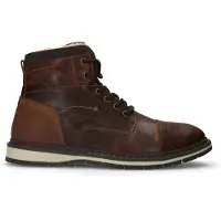 Manfield Cognac leren veterboots | Maat 41