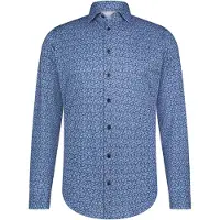 Blue industry casual overhemd blauw print