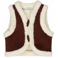 Dirkje gilet bruin/ecru Meisjes Katoen V-hals Meerkleurig - maat 92
