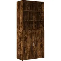 vidaXL Hoge kast 80x42,5x185 cm bewerkt hout gerookt eikenkleurig