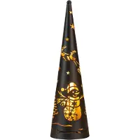 Anna's Collection Kerstfiguur Kirona Kegel Sneeuwpop Zwart Met Verlichting D 10 H 34,5
