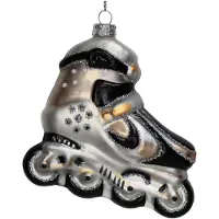 HD Collection Ornament kerstbal Rolschaats Glas Wit 11.4 cm