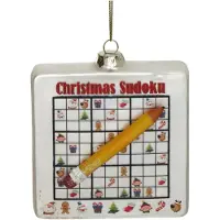 HD Collection Ornament Sudoku bord glas Rood 9.5cm