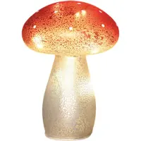 Coen Bakker Paddenstoel glas led op batterij met timer h21 cm wit met rode stippen Anna's Collection
