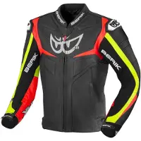 Berik Wild Chase Zwart Wit Rood Geel Leren Motorjas Maat 50