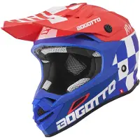 Bogotto V328 Xadrez Carbon Blauw Rood Wit Crosshelm Maat M