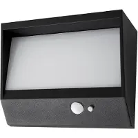 LUCANDE LED solar wandlamp Dava, 14 cm hoog, aluminium, sensor Dava, zwart, Aluminium, Modern, solar buitenlamp