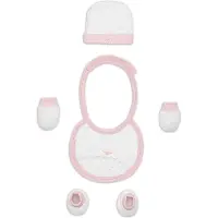 Interbaby babyaccessoires Newborn katoen wit/roze 4 delig