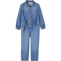 Vertbaudet Meisjesjumpsuit van jeanstof "worker"-stijl stone