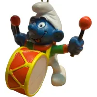 Schleich Smurf met Trommel - Kerstsmurf - Kerstbal / kerstpoppetje - De smurfen - 7 cm -