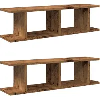 vidaXL Wandschappen 2 st 75x18x20 cm bewerkt hout oud houtkleurig