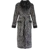 Irresistible Irrestible Dames Badjas - Fleece - Tijgerprint - Grijs - Maat L