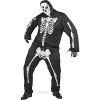 Vegaoo - Zwart skeletkostuum grote maat Halloween voor mannen