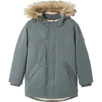 Vertbaudet Jongensparka met capuchon en gerecyclede polyester voering groengrijs