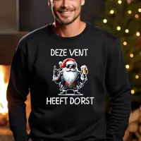 B&C Heren Sweater- Deze vent heeft dorst- Kersttrui- Zwart- maat 3XL- foute kersttrui.