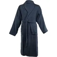 Tiseco - Badjas LINDU - katoen - badstof, met zakken - XXL, donkerblauw