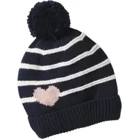 Vertbaudet Meisjesmuts + snood + wanten/handschoenen met strepen/hartje marineblauw