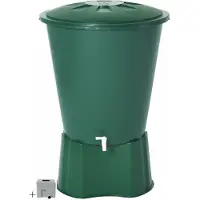 Graf regenton rond 310 L -groen-met kraantje-met voet-met vulautomaat voor rechthoekige regenpijp