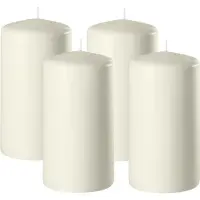 Enlightening Candles Cilinderkaars/stompkaars - 4x - ivoor wit - D6 x H15 cm - 58 branduren - Dikke kaarsen - Voor kandelaar of plateau