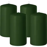 Enlightening Candles Cilinderkaars/stompkaars - 4x - donkergroen - D8 x H12 cm - 45 branduren - Dikke kaarsen - Voor kandelaar of plateau