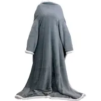 Unique living plaid lars met mouwen dark grey -140x180cm