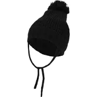 Sarlini - Wintermuts jongens - Ribbed - Zwart - Pompon - 4 t/m 8 jaar
