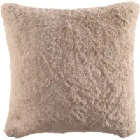 Tiseco - Kussen (gevuld) RUBY - zacht imitatie konijnenbont - 45x45 cm, Taupe