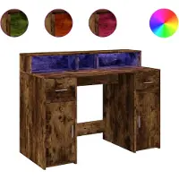 vidaXL Bureau met LED-verlichting 120x55x91 cm hout gerookt eikenkleur