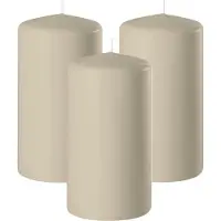 Enlightening Candles Cilinderkaars/stompkaars - 3x - beige - D8 x H12 cm - 45 branduren - Dikke kaarsen - Voor kandelaar of plateau