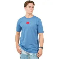 HUGO Shirt 'Diragolino212' blauw denim / rood / zwart