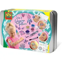 SES Creative 3-in-1 Glamour Tattoos - Metallic en Glitter - Voor Meisjes vanaf 5 Jaar - Tattoos Kinderen - Eenvoudig Verwijderbaar - Schoencadeautjes Sinterklaas