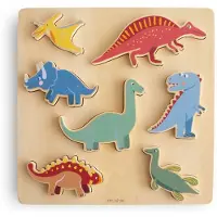 Mushie houten dinopuzzel | voor kinderen vanaf 3 jaar | Montessorispeelgoed voor kleuters en peuters (7 stuks)