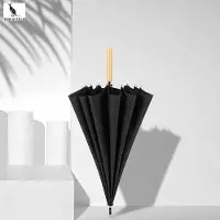 San vitale - Paraplu met Houten Handvat - Ø 105 cm - Paraplu opvouwbaar - Paraplu's - Zwart