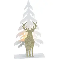 B-home-interieur.be Theelichthouder boom en hert van metaal wit (breedte / hoogte / diepte) 16x30x8cm kerst , kerstboom