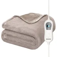 Auronic Elektrische Warmtedeken - Bovendeken - 2 Persoons - 3 Warmtestanden - Met Timer - 200 x 180 cm - Taupe