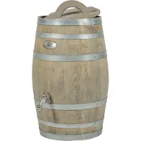 Barrelatelier Regenton nieuw "Grey" 50 l. incl. kraan, los deksel, handvat en gat aan de achterzijde voor de vulautomaat / Houten Regenton / Grijs