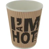 I'M Concept 500x , Rippelcup, I'M a HOT cup, Karton en coating, 250ml - koffie thee limonade soep festival ribbel thema feest