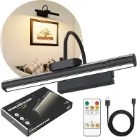 Pitt & co. Schilderijlamp – Wandlamp Oplaadbaar LED – Schilderijverlichting Draadloos Dimbaar – met Afstandsbediening - Spiegelverlichting – Draadloze Wandlamp – Zwart